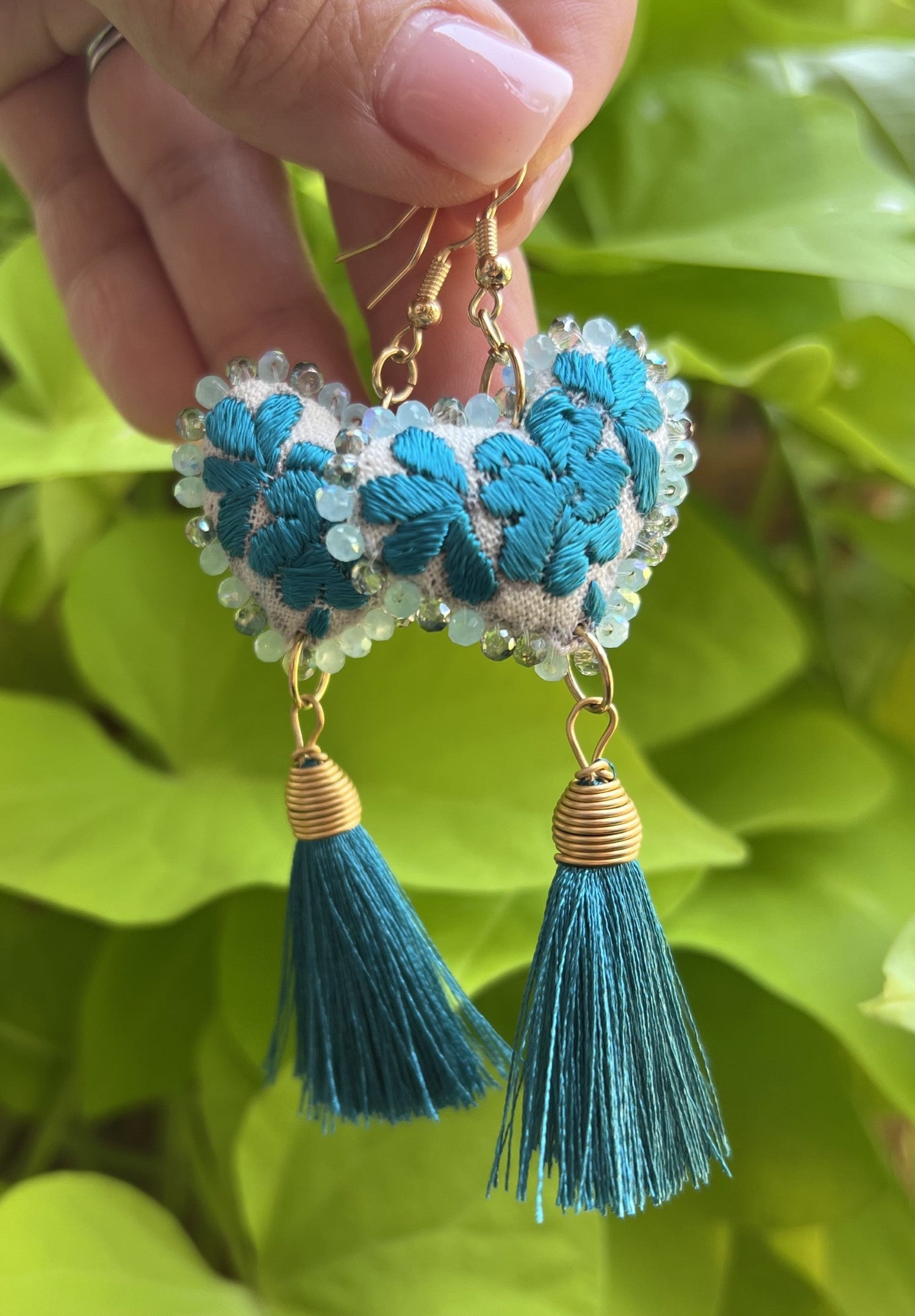 Hand Embroidered Earrings by Andrea