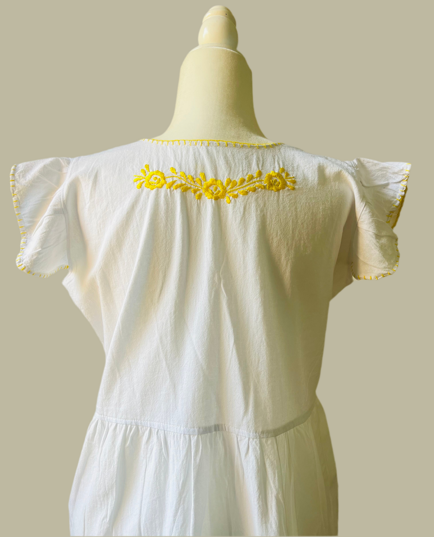 Hand Embroidered Mexican Dress - Floral Embroidery