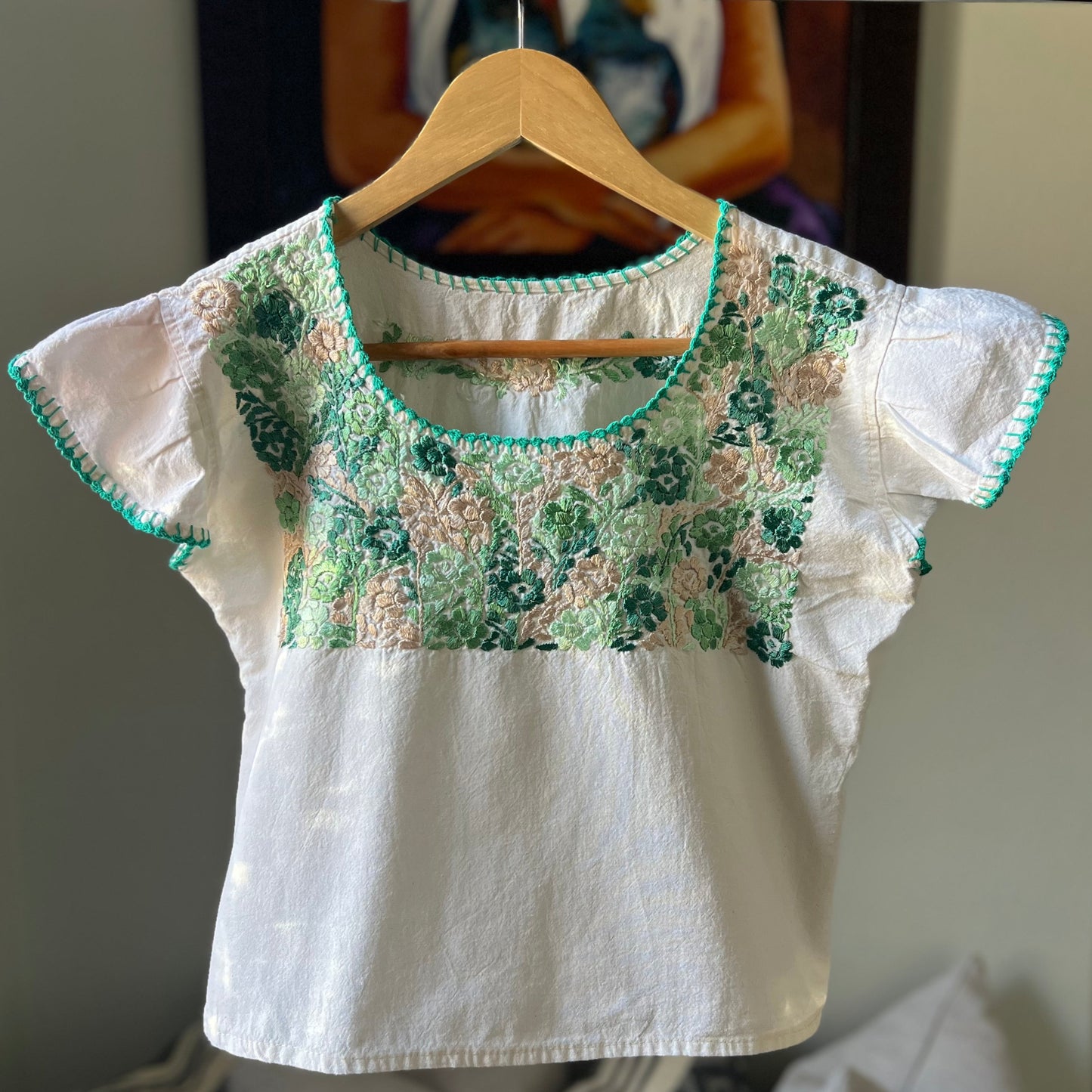 Hand Embroidered Mexican Blouse - Floral Embroidery