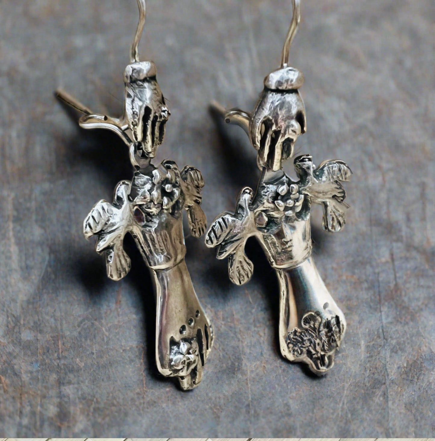 Handcrafted Mexican Sterling Silver Hand Earrings