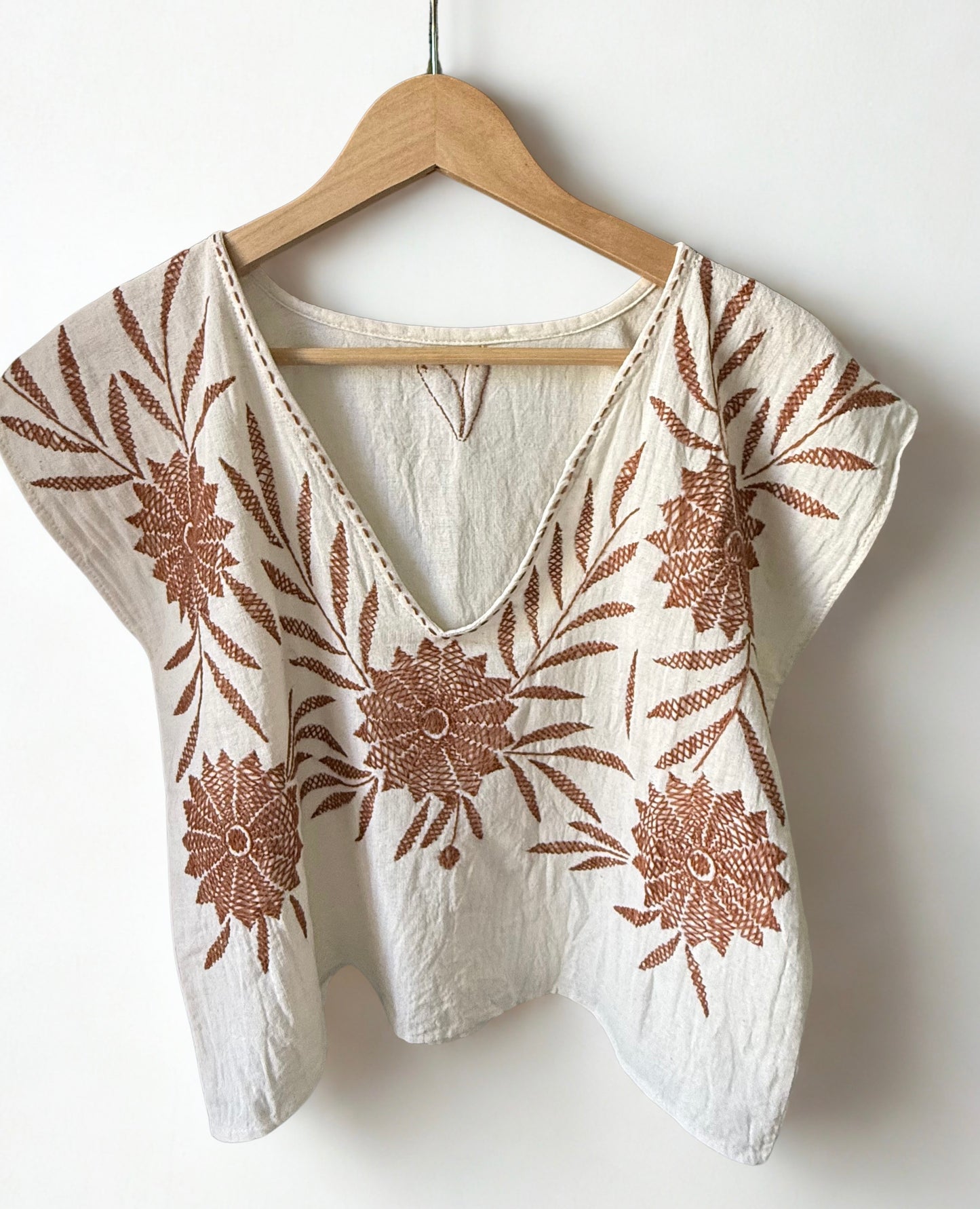 Hand-Embroidered Mexican Blouse | Floral Huipil Top | Artisan Cotton Crop Top | Slow Fashion Ethical Clothing