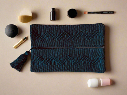 Handwoven Travel Pouch Set – Black | 3 Sizes | Oaxaca Backstrap Loom Accessory Bags