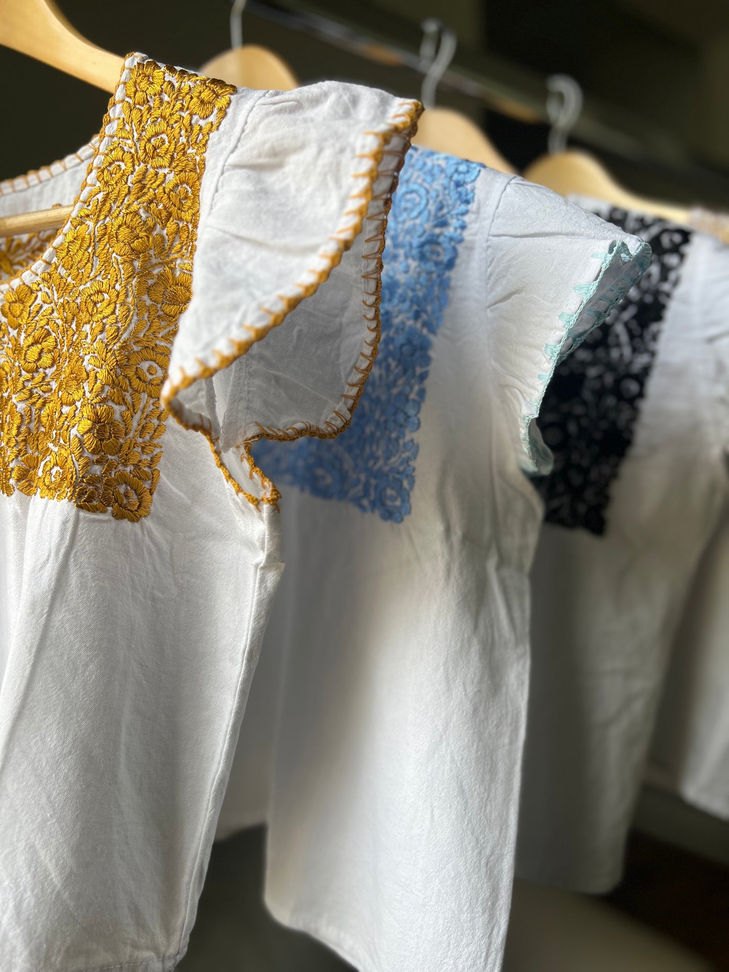 Hand Embroidered Mexican Blouse - Floral Embroidery
