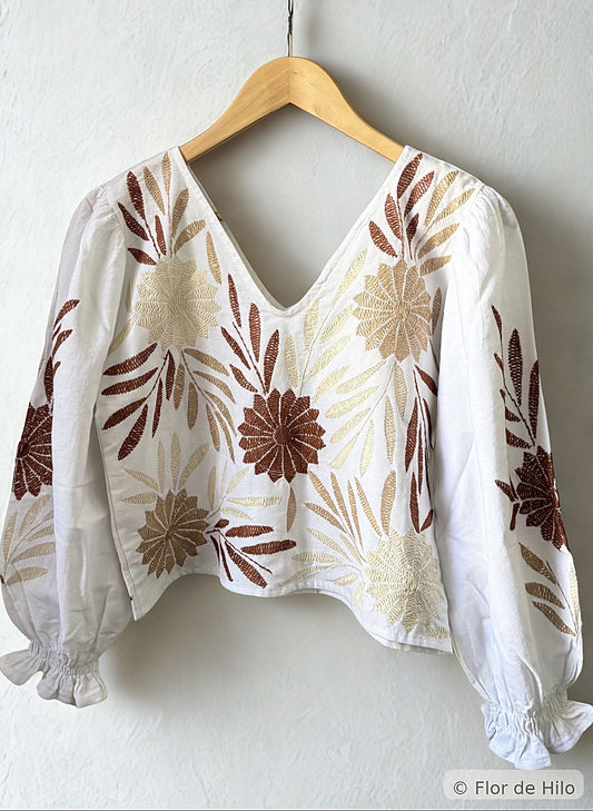 Alejandra Embroidered Blouse – White