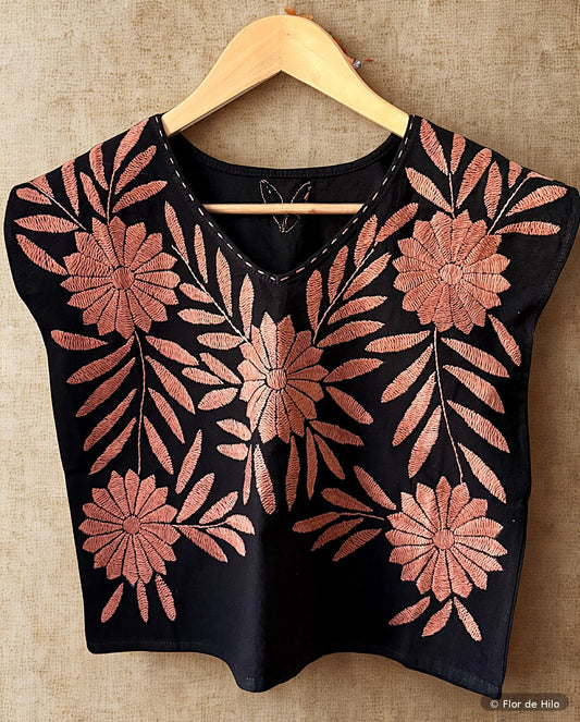 Black Terracotta Embroidered Blouse