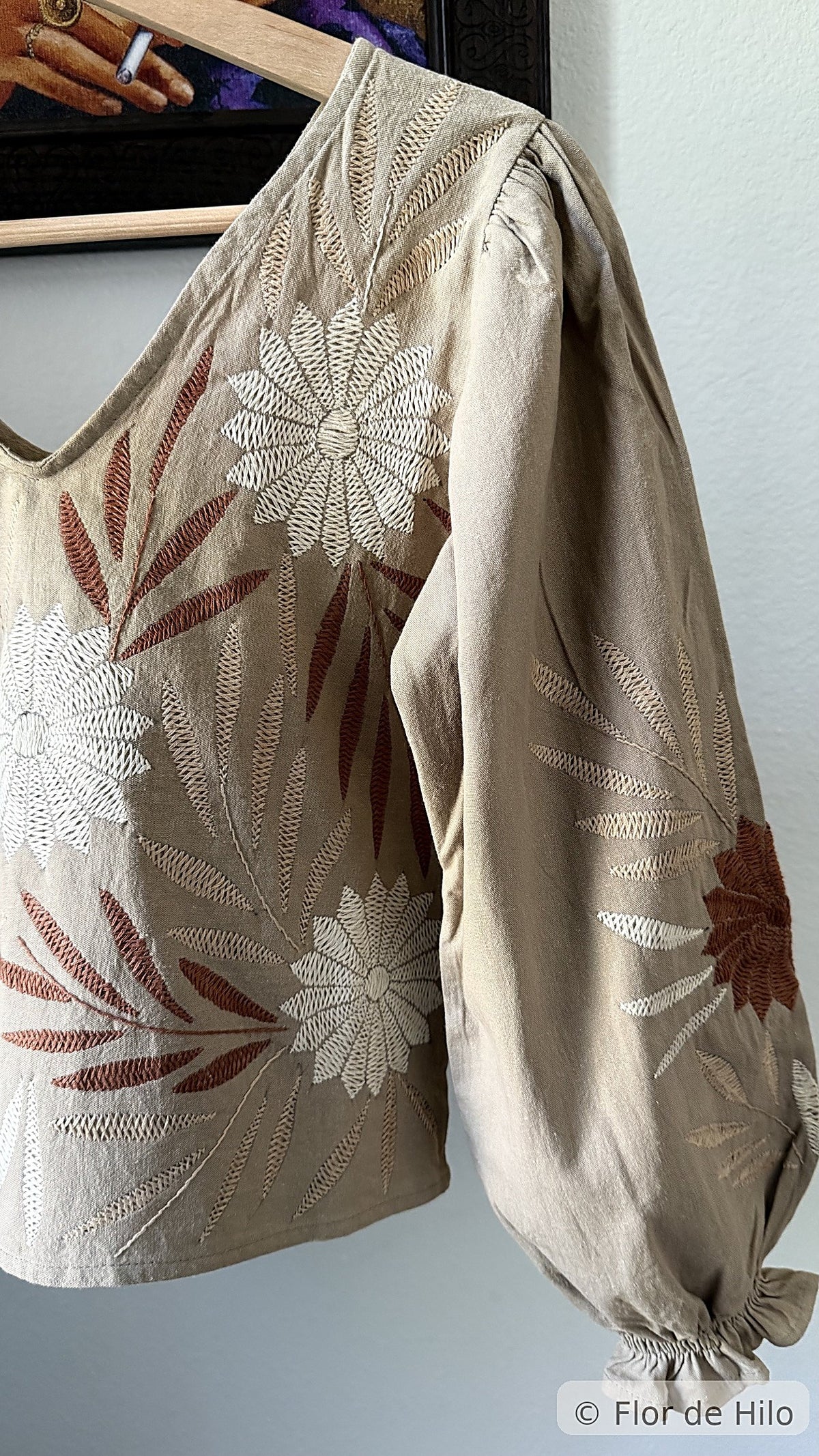 Alejandra Embroidered Blouse – Sand
