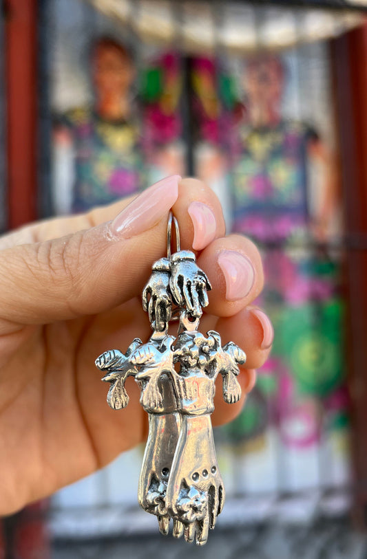Handcrafted Mexican Sterling Silver Hand Earrings